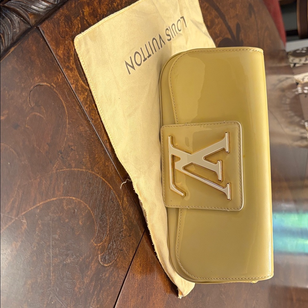 Louis Vuitton Mustard Patent Leather Clutch